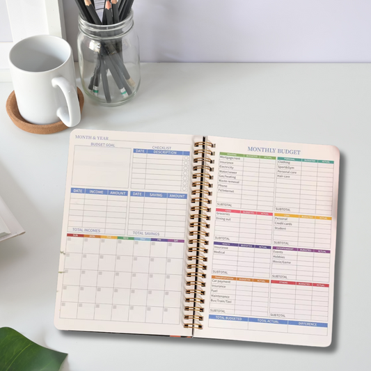 Undated Monthly Finance Planner for Mindful Spending & Calm Money Management