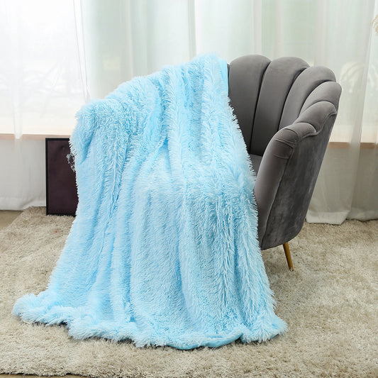 Cool Blue Faux Fur Winter Blanket