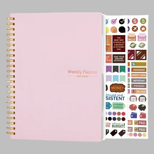Undated 52-Week A5 Notebook with Goals, Habits & To-Do Lists – Cute & Calming Design