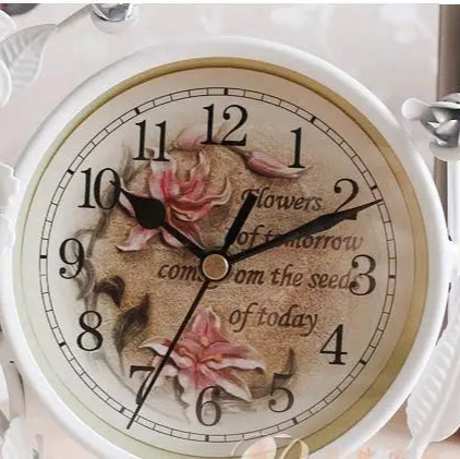 Vintage-Style Floral Desk Clock with Inspirational Quote