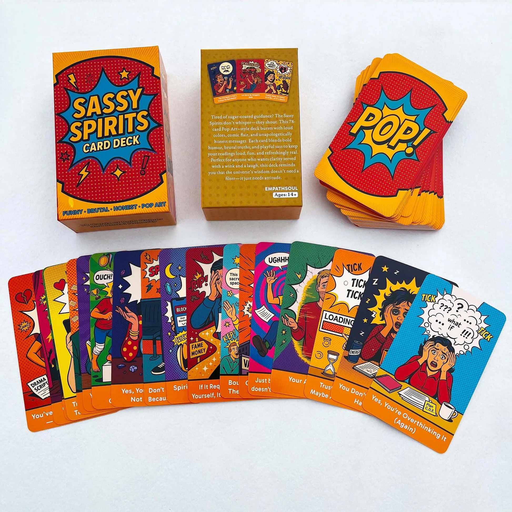78-card sassy oracle deck designed for clarity, humor, and playful spiritual guidance