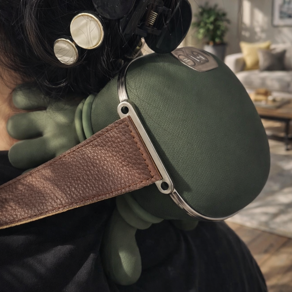 Bionic finger neck massager used during self-care to help the body relax and exit chronic stress mode