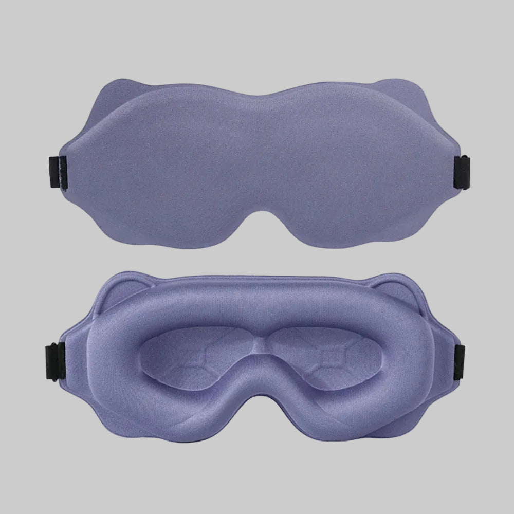 Blackout eye mask designed to block light and support restful sleep