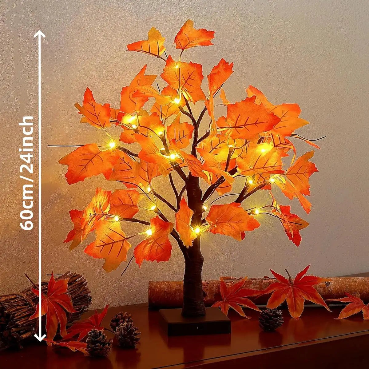 Glowing autumn leaf decorative lamp for cozy Halloween night home decoration