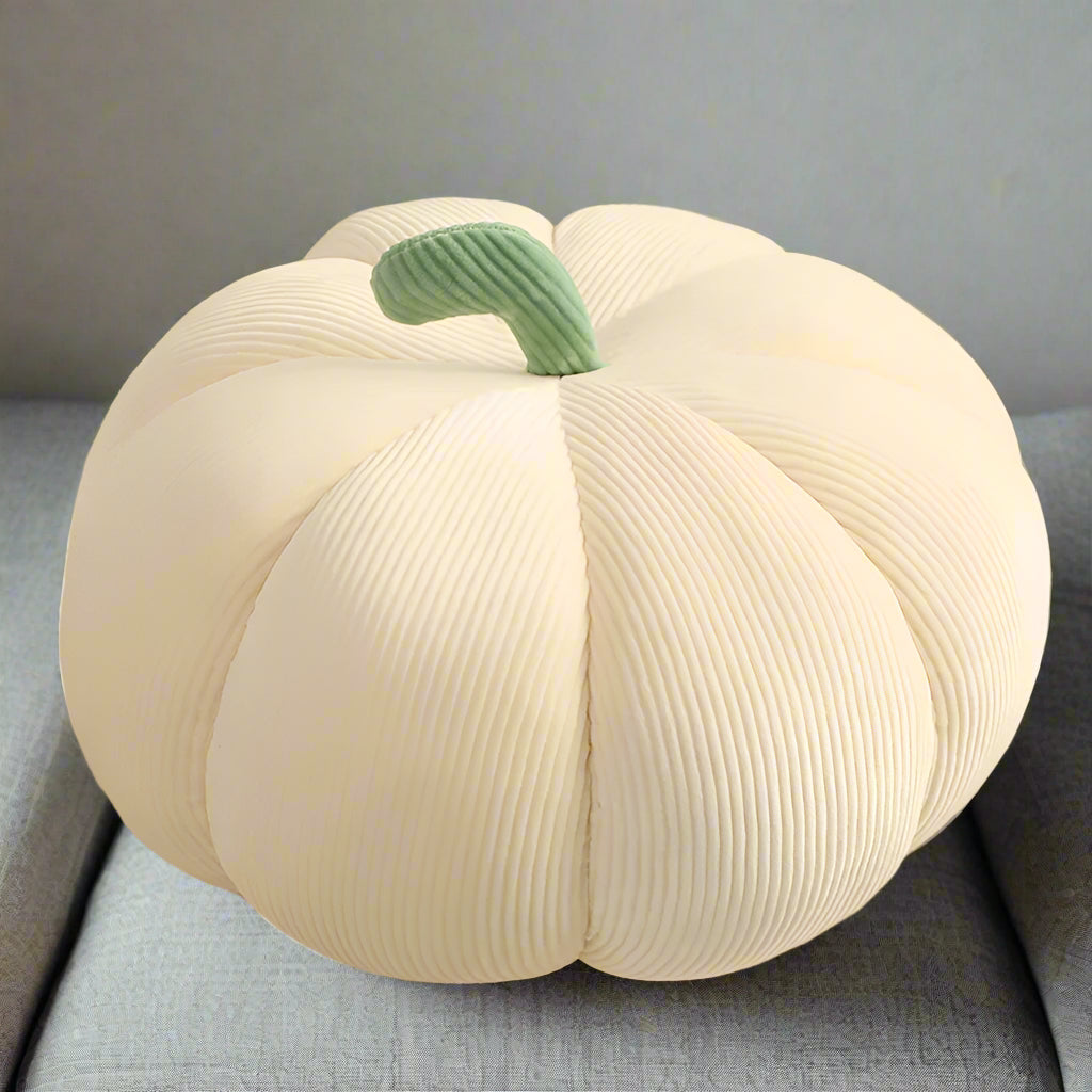 Pumpkin-inspired accent pillow in cotton fabric for fall home styling