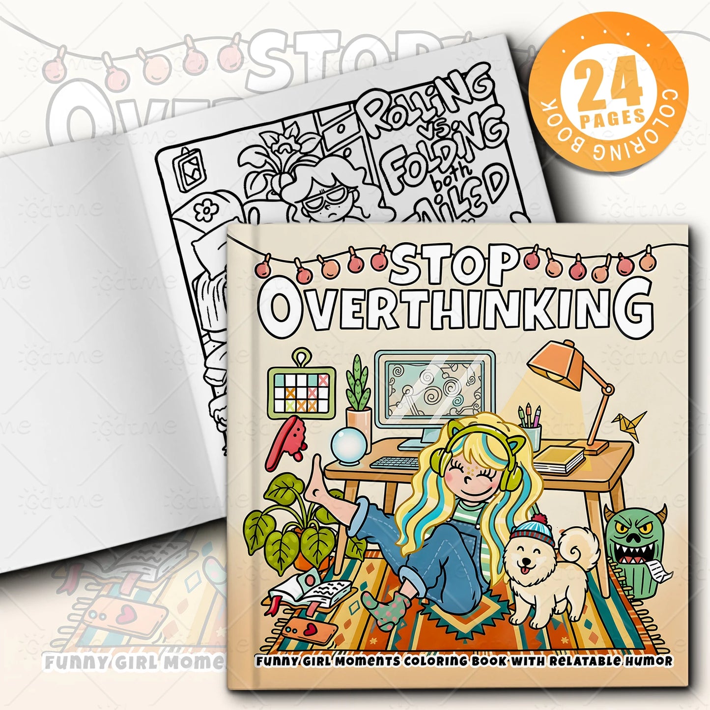 Stop Overthinking Coloring Book 24 Pages