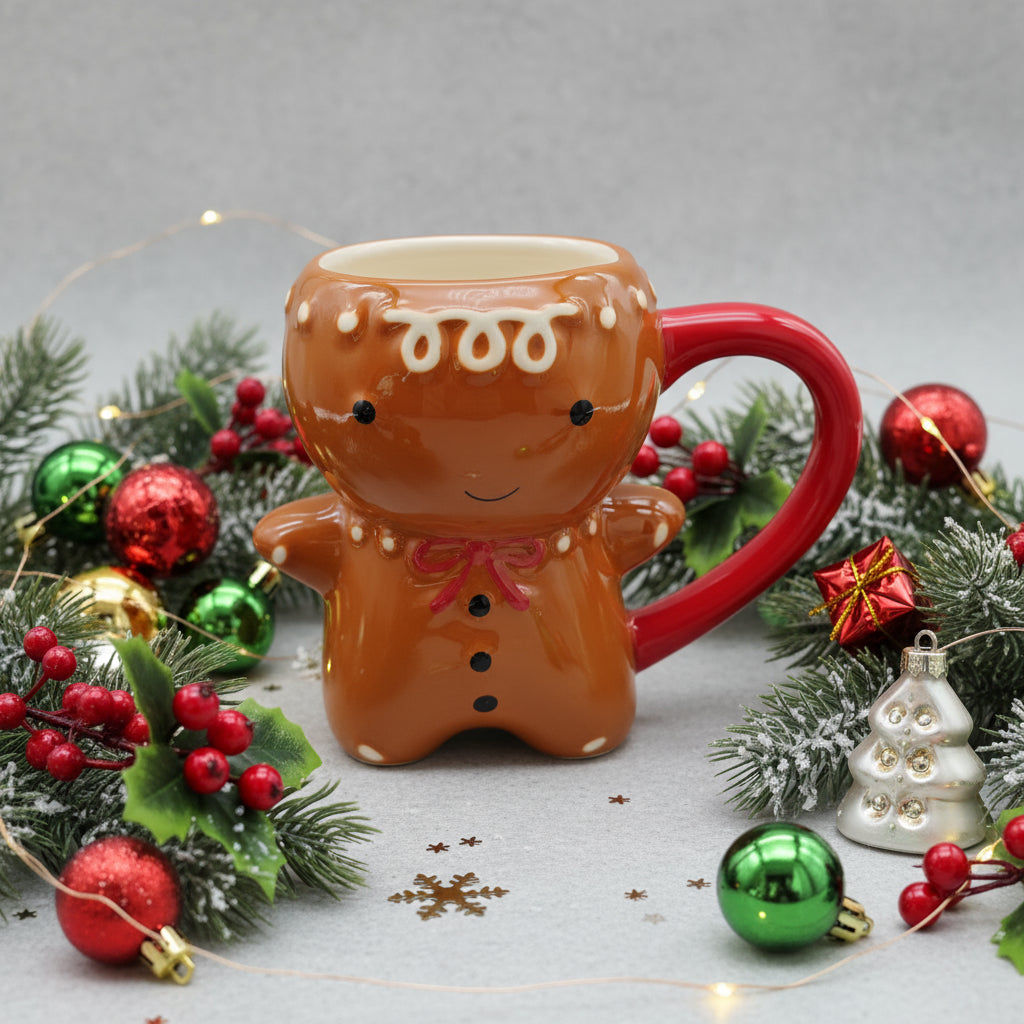 festive ceramic mug with 3d gingerbread man perfect holiday present